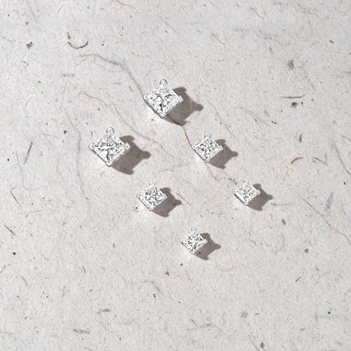 IGI Certified 1/2 to 4 Carat White Blue or Pink Lab Grown Diamond Stud Earrings for Women I 14k White Gold Earrings for Her (G-H, VS1-VS2, cttw) Princess Cut Diamond I Push Back Studs4