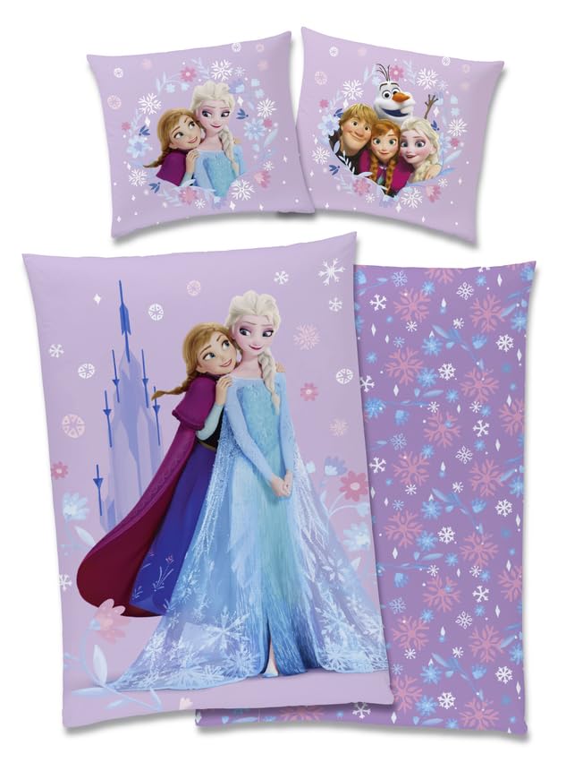 Disney Frozen - Die Eiskönigin kuschelige Winter Bettwäsche, 80x80 +...