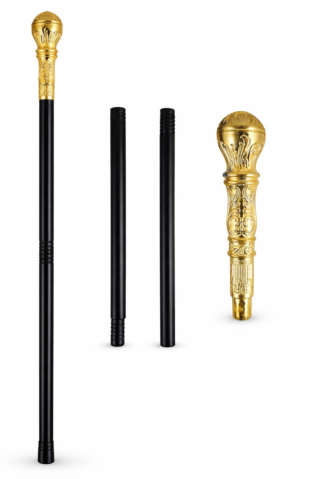 Adults Gold Top Gangster Stick Cane – 88 cm Fancy Dress Accessory for Pimp,1920s, Mafia & Costume Parties