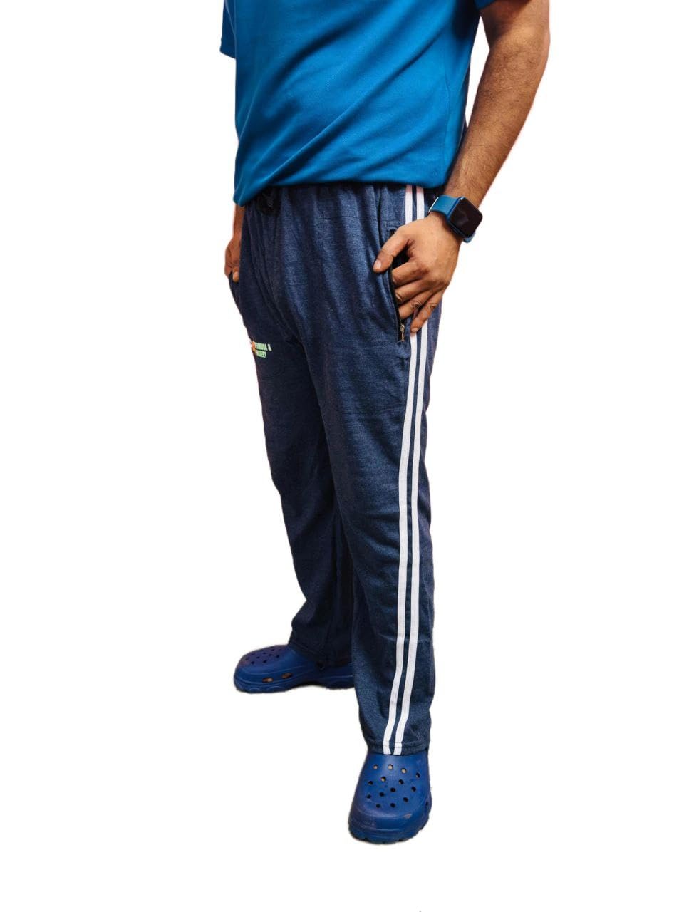 PrimeStride Men's Cotton Checked Pajama/Track Pant for Casual/Night Wear/Lounge Wear with Drawstring (IN, Alpha, L, Regular, 1, solid blue)-image-44