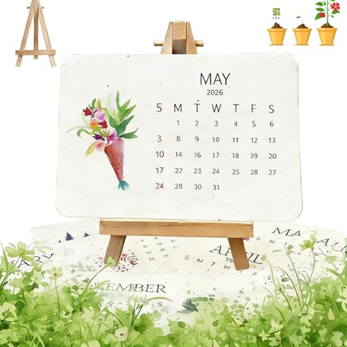Plantable Seed Calendar 2026 Eco-Friendly Plantable Love Seed Calendar 2026 Perfect Modern Greening Calendars Planner With Stand suitable for gardening and decoration.