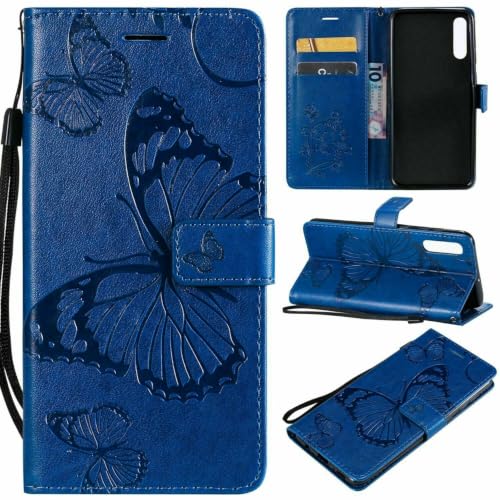 Coque Samsung Galaxy A25 5G bleue étui portefeuille cuir avec rabat magnétique
