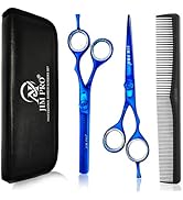 JIM PRO Hair Cutting Scissors Set, Professional Hairdressing Shears Kit Dark Blue (Hair Trimming ...