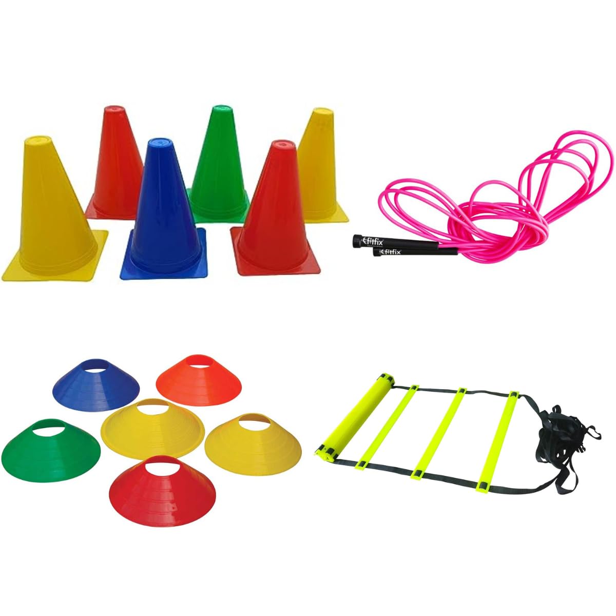 FITFIX® 6 Inch Cones Pack 6,10 Space Markers, 4 Meter Ladder & Pencil Skipping Rope Agility Combo (B0CKBNMJJ5) Amazon Price History, Amazon Price Tracker