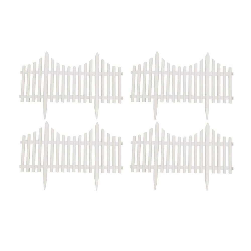Wonderland Folding Garden Fence (Pack of 4) Picket Fence Made of PP/PVC/Plastic for Garden Decor