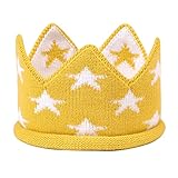 LDDCX Baby Birthday Party Crown Headband Hat, Knitted Hat Warm Beanie Cap.(LDZ28) (Yellow star)