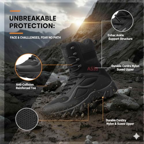 Image of Kervaky Men's Military Tactical Boots Lightweight Work Boot Non-Slip Breathable Jungle Desert Combat Boots
