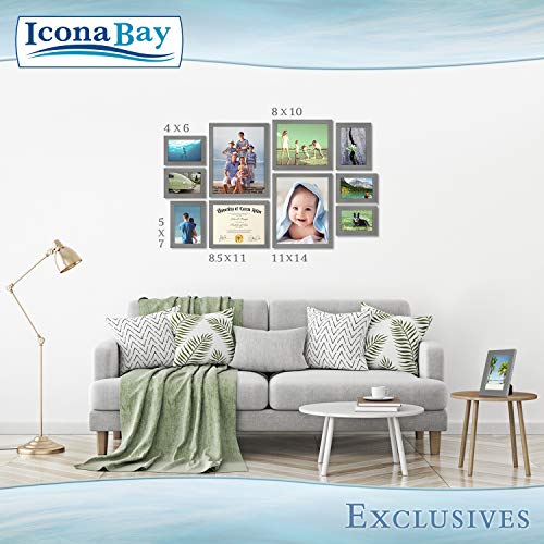 Icona Bay 8x10 Picture Frames (Gray, 3 Pack), Sturdy Wood Composite Photo Frames 8 x 10, Sleek Design, Table Top or Wall Mount, Exclusives Collection - Thumbnail 6