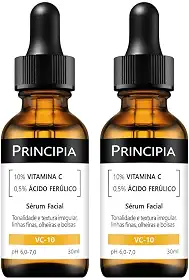 PRINCIPIA, Kit Duplo Sérum Vitamina C 10% + Ácido Ferúlico VC-10 - Antioxidante com 30ml