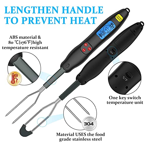 Gemitto Digital Meat Thermometer With Probe For Grilling And Smoking, Instant Read Food Thermometer Fork, Cooking Food Kitchen Thermometer Wireless For Grill Bbq Smoker Oven Oil Steak #TOP2