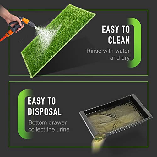 Hompet Dog Potty with Tray Large 30\'\'x20\'\', 2 Artificial Grass Patch for Indoor and Outdoor Use, Puppy Turf Grass Pad Reusable Training Pads with Pee Baffle, Ideal for Dogs