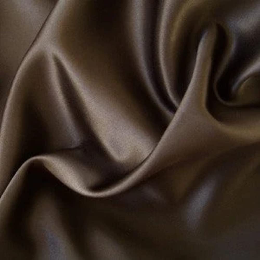 Tissu Mousseline De Soie Satin - Couleur Chocolat - 15 Mètres X 138 Cm De Large - Pour Couture Et Vêtements