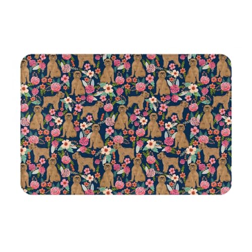 shuzapqm Felpudo Antideslizante con diseño Floral de Griffon de Bruselas para Puerta de Entrada, Lavable, para Interior, de 61 y 40 cm