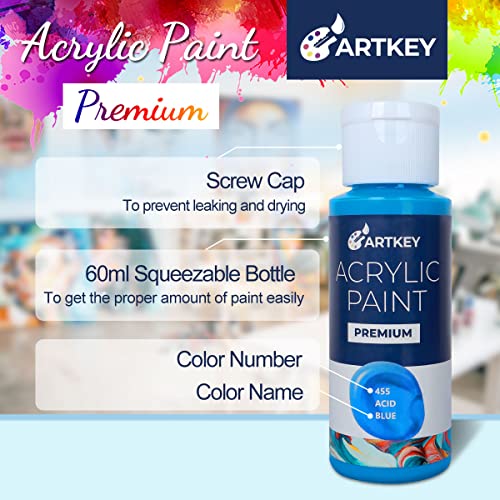 Artkey Acrylic Paint Set - 24 Colors 2Oz/59Ml Acrylic Paints Professional Artists Painting Kit For Canvases Fabric Rock Leather Easter Egg Wood Ceramic Glass Art Craft Painting #TOP2