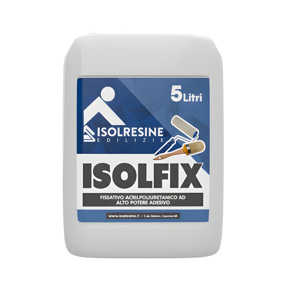 Isolfix Resina Acrilpoliuretanica, Fissativo per Superfici Difficili, Base Acqua (5 Litri)