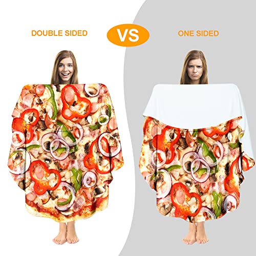 Colorful Star Large Funny Pizza Blanket For Adults, Teenage Girls & Boys - Round Flannel Novelty Taco Blanket Throw For Bed, Couch, Travel - Funny Gift For Friend & Family, Onion Pizza, Large 72" Dia #TOP2