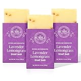 The Bubble Factory Lavender Lemongrass - Handmade in the USA, Palm Oil Free, All Natural Bar Soap, 3