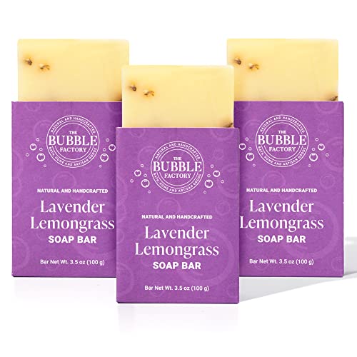 The Bubble Factory Lavender Lemongrass - Handmade In The Usa, Palm Oil Free, All Natural Bar Soap, 3 Bars #TOP11
