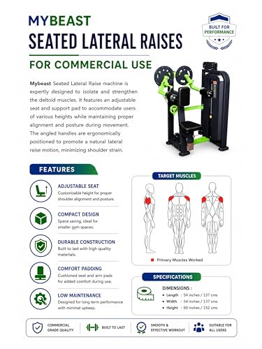 Image of Mybeast Seated Lateral Raises for Targeting Deltoid Muscles for Home Use and Commercial Use