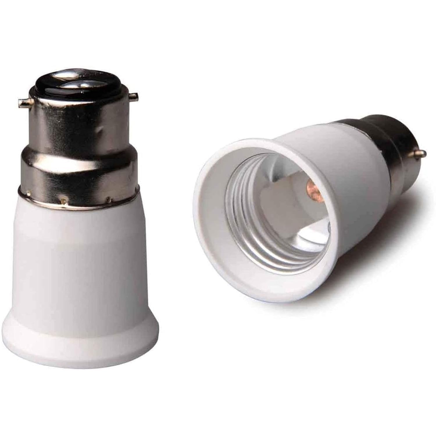 DECODESI White Copper B22 to E27 Convertor Holder | Lamp Base Socket | Adapter for CFL LED Halogen | Light Bulb | Base Adapter (Pack of 2)-image-30