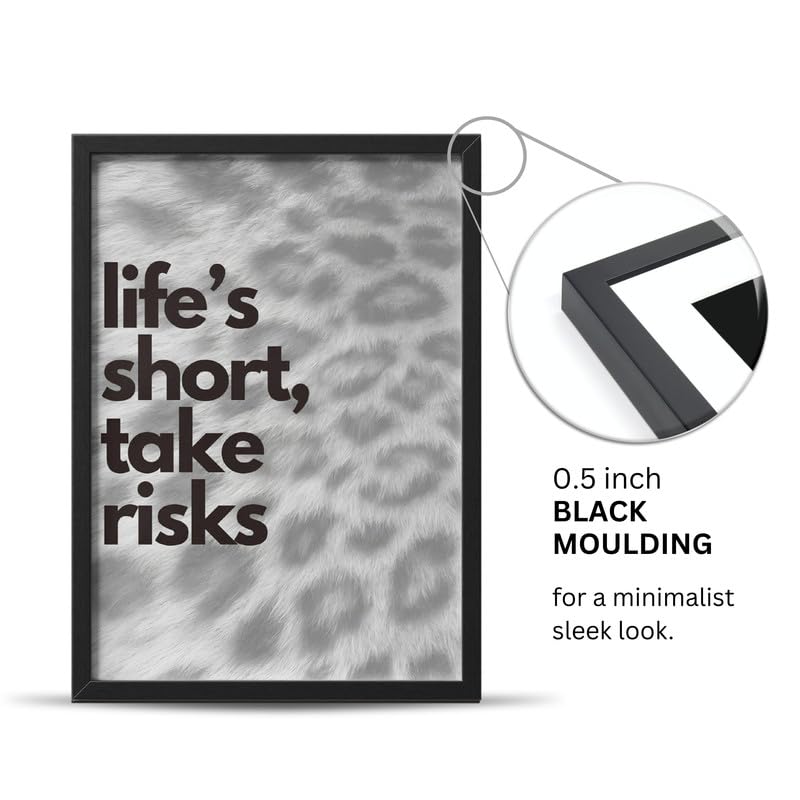 Image of Wall Framed Posters | 8x12 inch size | Motivational Quotes Posters |Inspirational inchLife's Short, Take Risks inch Motivational Photo Frame - Home & Office Wall Decor