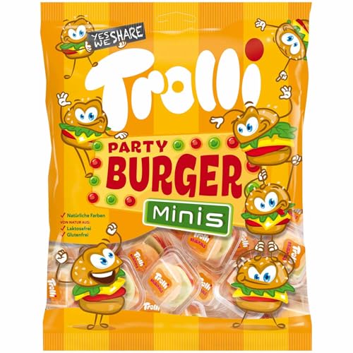 Burger Minis - 17x10g dans 1 sachet - délicieuses bonbons en forme de mini hamburgers, parfaites pour toutes les occasions gourmandes - Compatible avec Trolli...