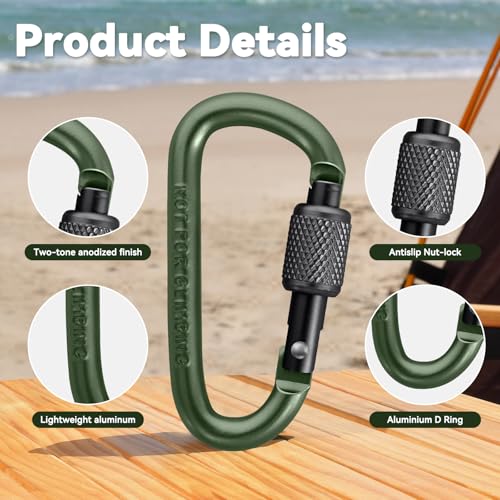 Carabiner Clip, Key Hooks for Keychain Aluminum D Ring Shape Carabiner, 8 Pack - image 6