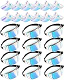 Jeyiour 24 Pcs Holographic Fanny Packs Bulk and Sun Visor Set 12 Sun Visor Hat Colored Beach Golf Cap 12 Metallic Color Fanny Packs PVC Clear Waist Bag for Women Sports Wedding Bachelorette Party Gift