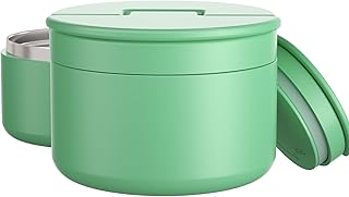 12oz Soup Thermo for Hot Food Kids Vacuum Insulated Food Jar Twist-Free Soup Thermo for Hot Food Kids Leakproof Stainless Steel Wide Mouth Lunch Container (Green)