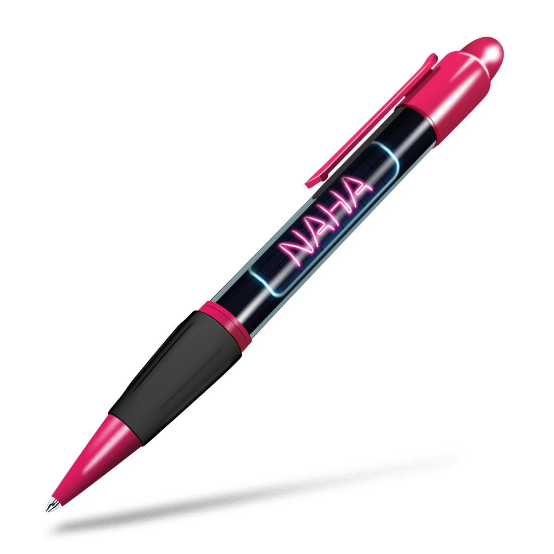 1x Pink Ballpoint Pen (Photo Insert) - Neon Sign Design Naha City Japan - Soft Feel Finger Grip, Black Ink #351314