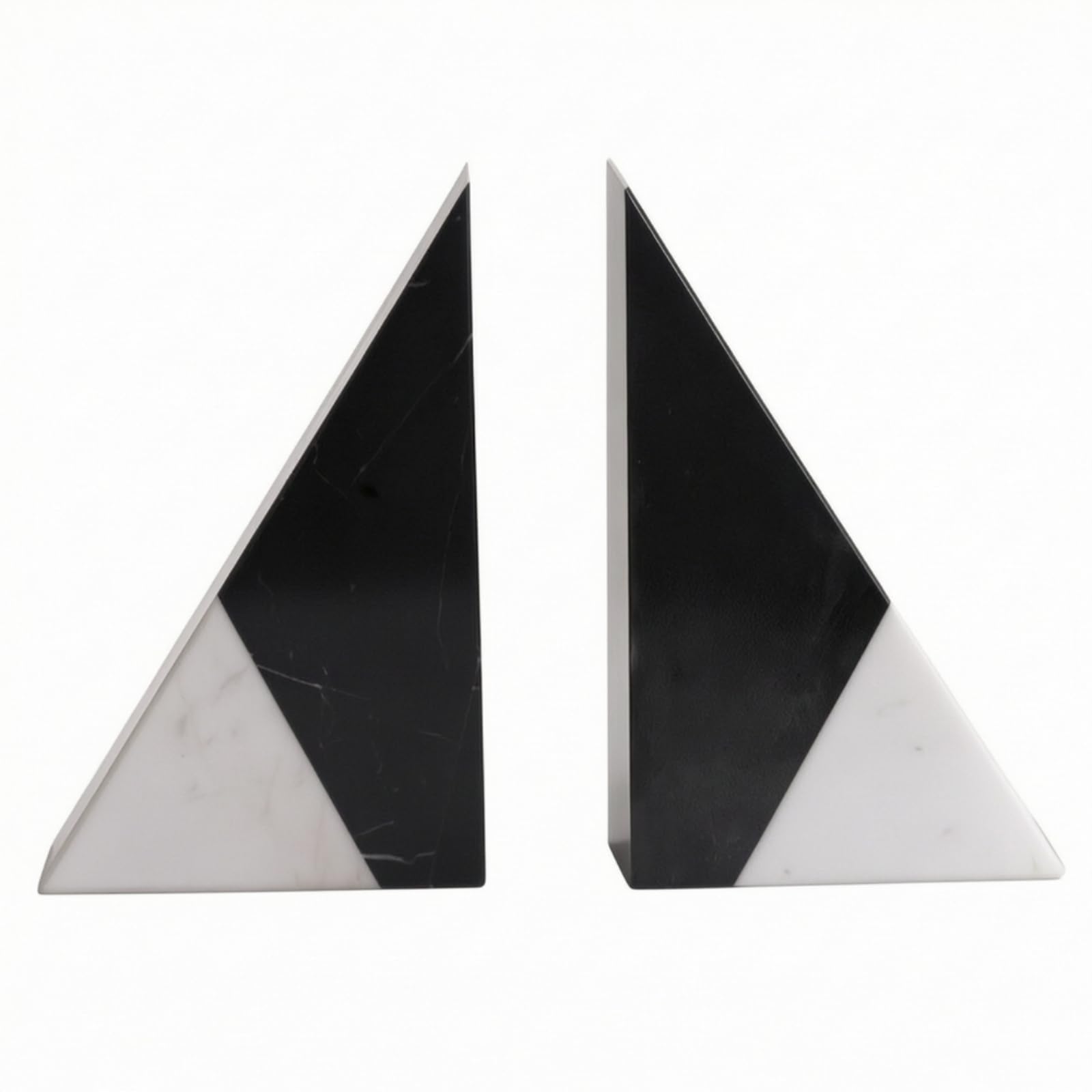 Colcolo Sujetalibros de Mármol Triangulares de Piedra Pesa ; Caras Inclinadas y Veteado Natural Aporta Estilo Galería y Mantiene Literatura Erguida en, Color to 1