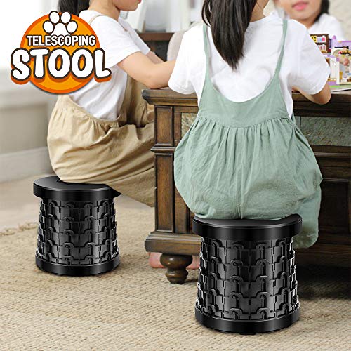 Portable Folding Stool for Camping, Retractable Travel Step Stool for Kids and Adult, Lightweight Collapsible Chair for Fishing BBQ Outdoors Indoors Kitchen Max Load 440lbs - Thumbnail 7