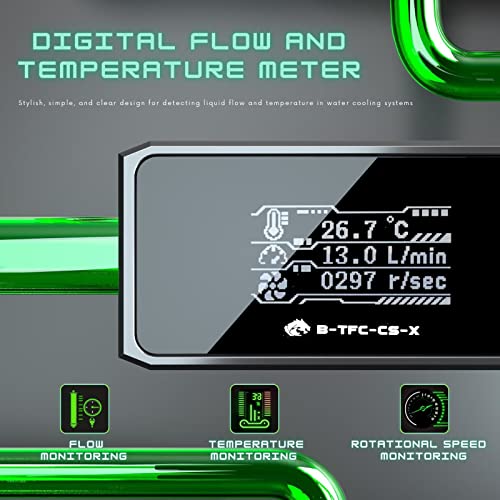 G1/4" OLED Display PC Water Cooling Flowmeter/Thermometer System Monitor, High Temperature Alarm Water Cooler - Thumbnail 3