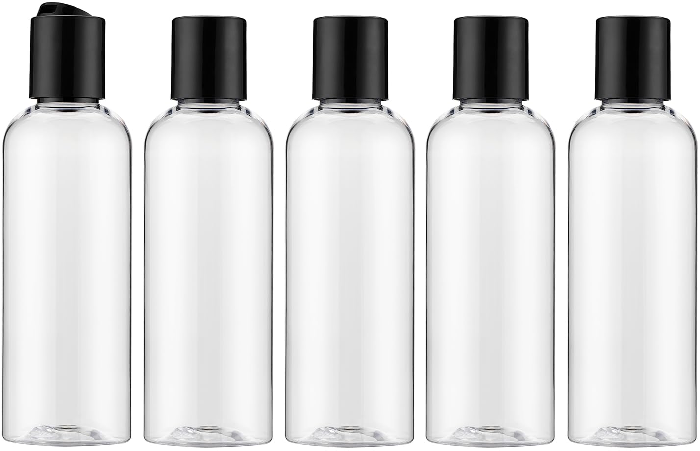 100ml Bouteille de Flacon Voyage Vide, Anti-Fuite Contenant, Rechargeable Avec Etiquette Pour Shampoing, Lotion, Cosmétiques(5pcs,Transparent)
