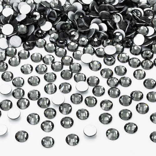 qiipii Crystal Black Nail Rhinestones 1440pcs SS20 Bulk Black Diamond Nail Art Round Crystals K9 Glass Flatback Gems Beads Stones Diamonds Gluefix for Nail Charms Jewels Accessories Eyes Face Makeup