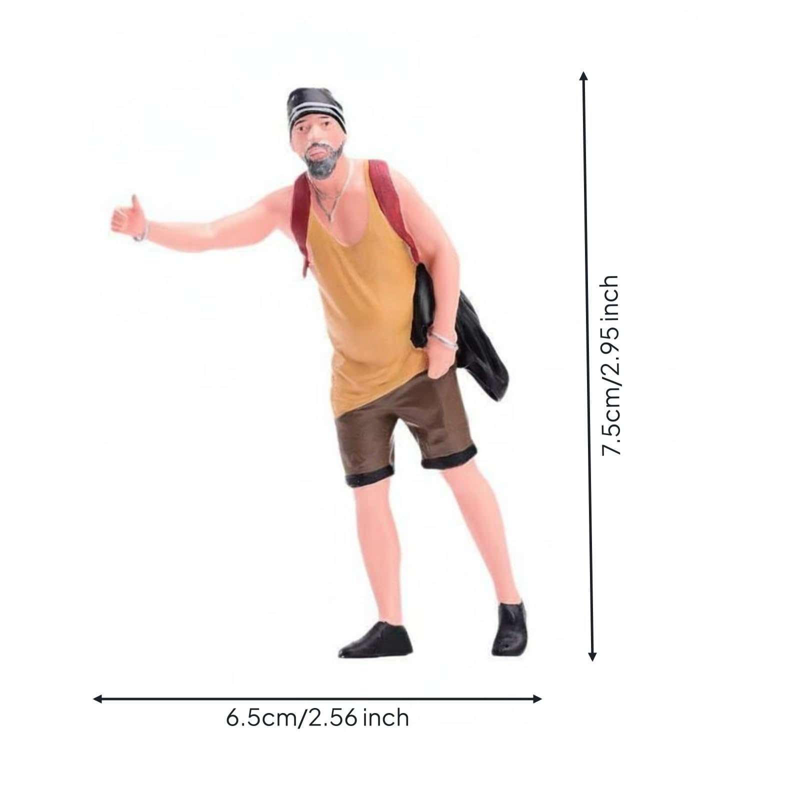 Figur mit Rucksack realistische Details Diorama Figur detailreich miniaturleute für Szene Display, 1/24 Fein Bemalt Mit Gesichtszügen