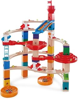 Hape Wooden Quadrilla Super Spirals Marble Run STEM Building Blocks Toy for Kids