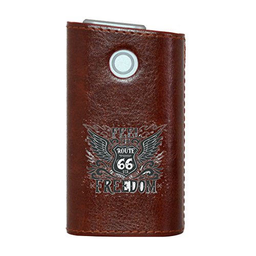 glo グロー グロウ 専用 レザーケース レザーカバー タバコ ケース カバー 合皮 ハードケース カバー 収納 デザイン 革 皮 BROWN ブラウン 英字 かっこいい おしゃれ 011856