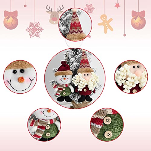 2 Packs Christmas Plush Doll Ornaments, Santa Claus & Snowman Hanging Decorations For Christmas Tree Xmas Indoor Home Party Festival Hanging Decor Gift Set #TOP5