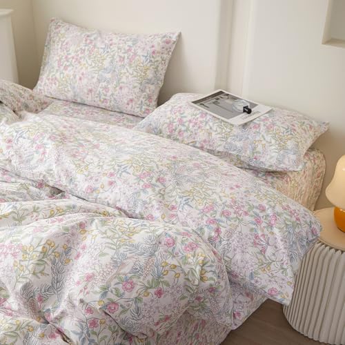 Image of Botanical Floral Comforter Set Full Size Aesthetic Cottagecore Bedding Set | Coquette Birds Flowers Pattern Comforter Soft Lightweight Bedding Comforter with 2 Pillowcases for All Season
