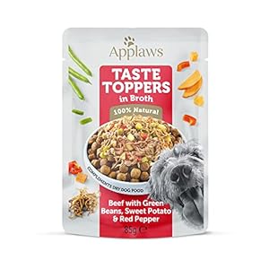 Applaws Lot de 12 sachets de Nourriture Humide 100% Naturelle pour Chien, bœuf sans céréales avec légumes dans Un Bouillon, Sachet de 85 g (12 sachets de 85 g)