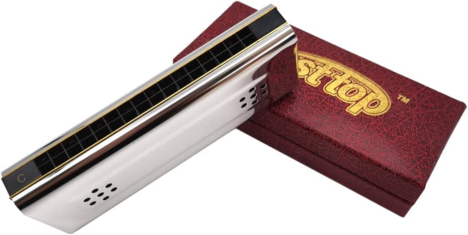 Selected Reeds 16Holes Double-sided Double-tone Harmonica, Advanced C-tone G-tone Polyphonic Harmonica for Beginners, Adults and Students with Wooden Box (16holes)