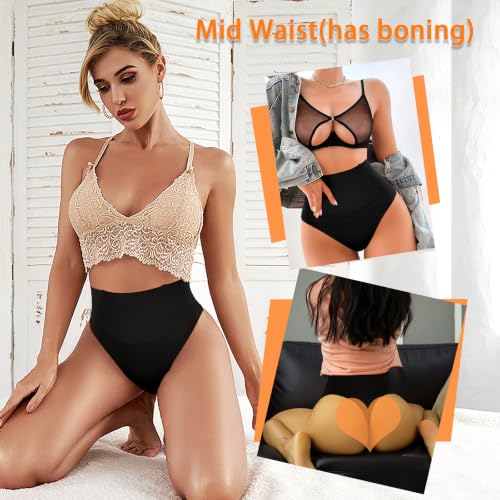 Image of Werena Tummy Control Thong Shapewear for Women Seamless Shaping Novelty Thong Panties Body Shaper Underwear