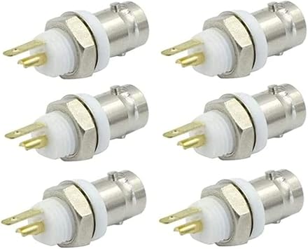 BNC Female Jack Bulkhead Solder Panel Mount Insulated Coax Rf Connector - 6 Pcs