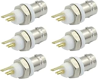 GDQLCNXB BNC Female Jack Bulkhead Solder Panel Mount Insulated Coax Rf Connector - (6 Pcs)