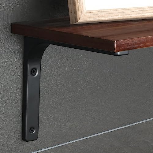 Sayayo 4 Pcs Iron Wall Shelf Bracket, 4 X 4 Inch Heavy Duty Shelf Support Bracket Decorative Joint Angle Bracket, Matte Black #TOP2