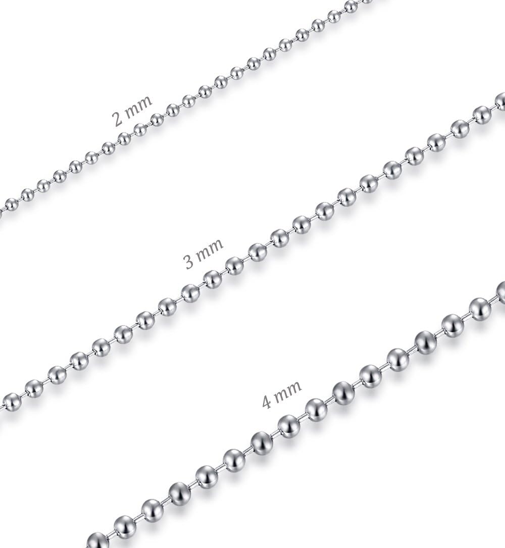 3Pcs Stainless Steel Silver Ball Chain Necklace for Men Women, Beaded Military Chains for Men, Dog Tag Necklace Chains Set, Mens Necklaces 18-30 Inches, 2mm/3mm/4mm/5mm Width - Image 2