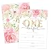 Little Miss Onederful First Birthday Invitation with Flowers and Butterflies, 20 Invitations and Envelopes