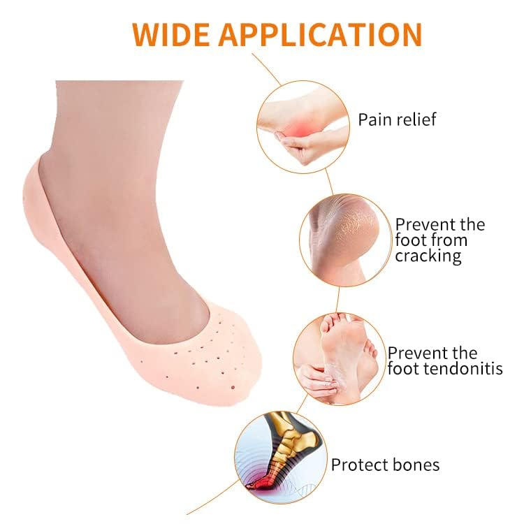 Image of Heel Socks Combo Anti Crack Full Length Silicone Sandal Foot Protector SiliconeSocks for Women, Men Crack Heel Repair Socks, foot spa socks for Women