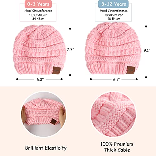Kids Satin Lined Winter Hat Toddler Cable Knitted Beanie Silk Lined Thick Chunky Cap Soft Slouchy Warm Hat for Children4